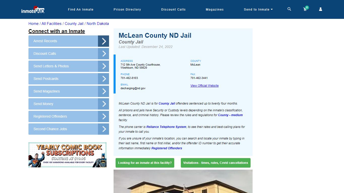 McLean County ND Jail - Inmate Locator - Washburn, ND
