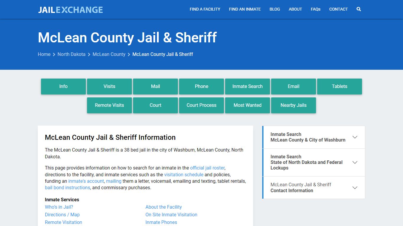 McLean County Jail & Sheriff, ND Inmate Search, Information